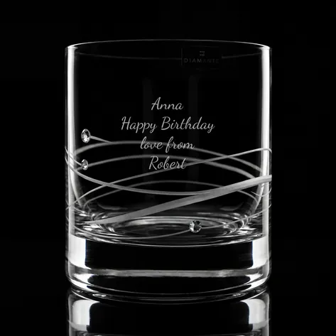 Personalised Diamante Crystal Whisky Glass Set